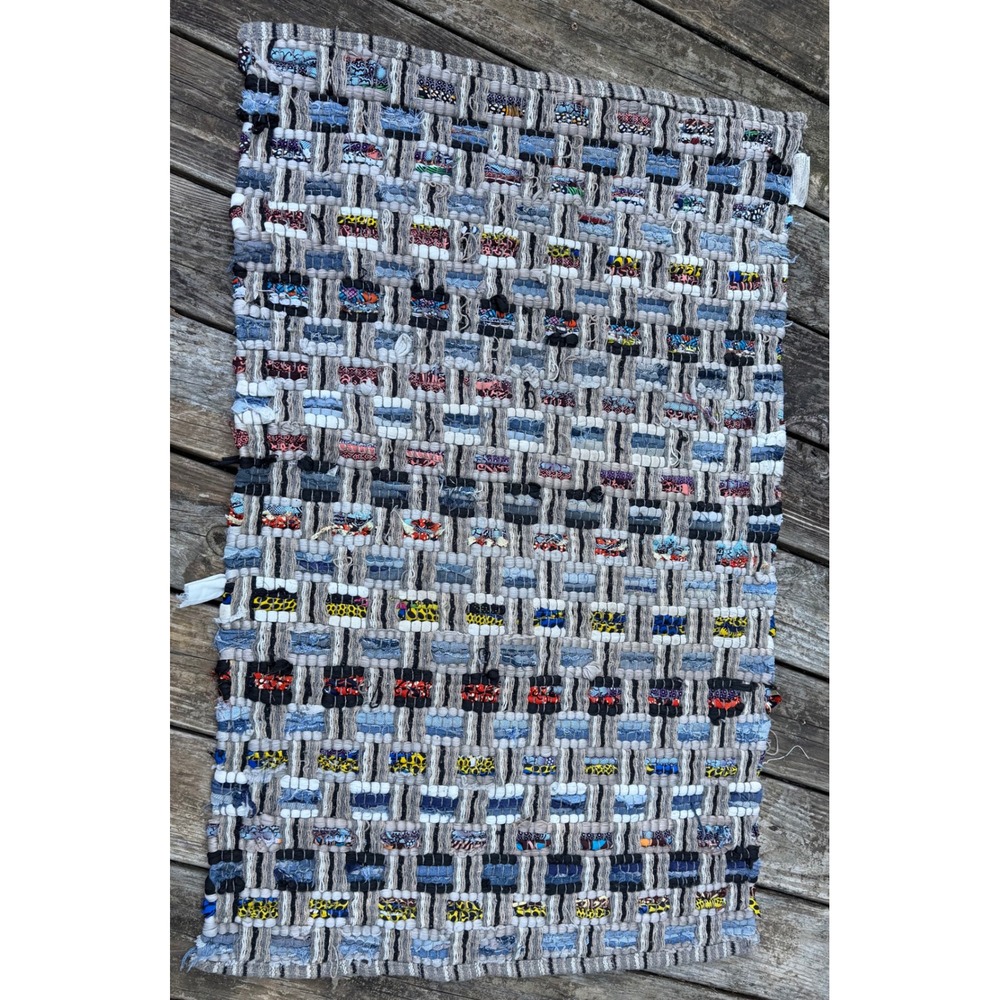 The Farmhouse by Rachel Ashwell Woven Rag Rug Colorful Denim Boho Accent Rug